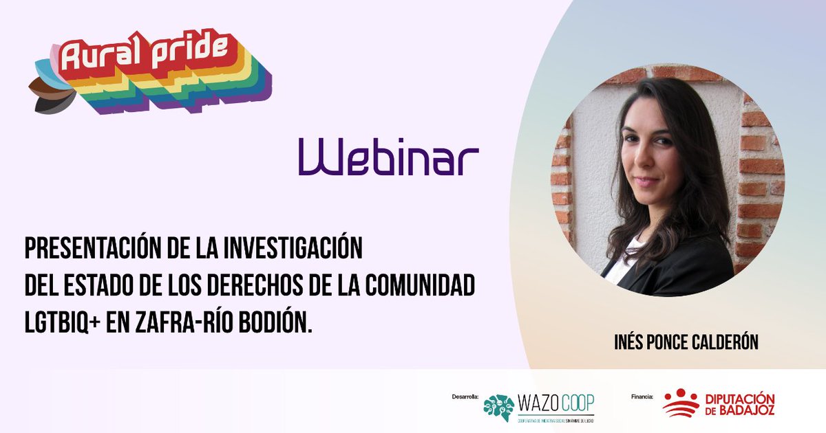 💻Webinar: Presentación del estado de los derechos de la comunidad LGTBIQ+ en Zafra-Río Bodión
🏳️🌈 Con <a href="/I_PonC/">Inés Ponce</a> analizamos los resultados del sondeo del estado de los derechos de la comunidad LGTBIQ+ en Zafra-Río Bodión.
📽️youtu.be/3cUV0dwiw7o