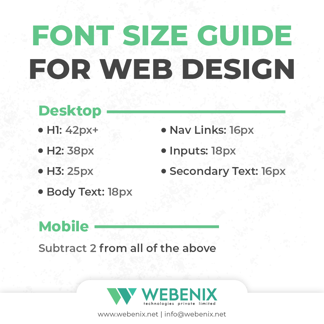 webenixpvtltd's tweet image. Do you want to guide for font size for web design? Webenix provides the best information about font size and all guides for Web Design in 2022.

Click on the link: bit.ly/3SX0Tbs

#FontSize #BodyText #WebDesign #mobilewebsite #Webenix