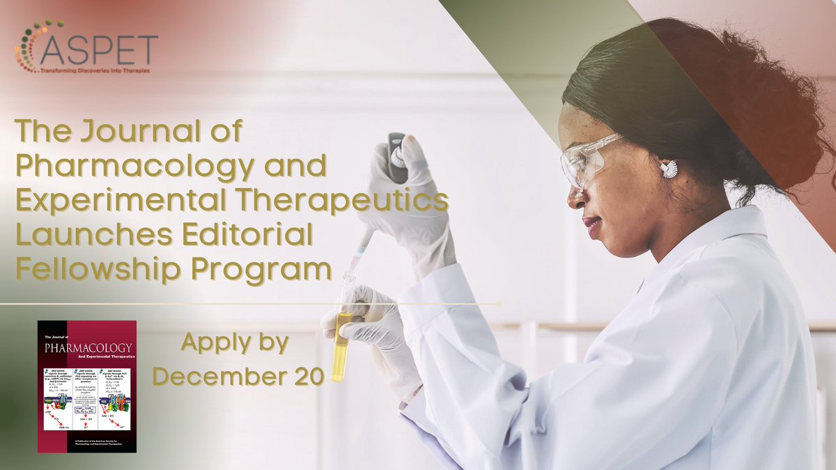 Are you interested in becoming a journal peer reviewer or editor? We’re looking for senior post-docs and junior faculty for a 1-year editorial fellowship with #JPET_Journal Apply here: bit.ly/3FFZJNC. #pharmacology @Herman_lab @TamorahLewisMD @BumpusLab @AbdelWahablab