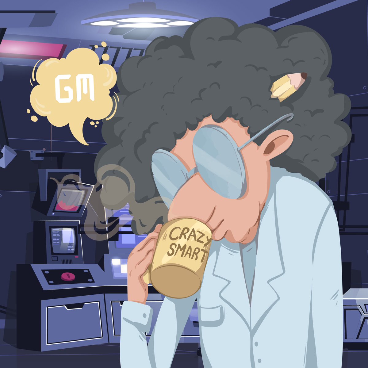 ProjectEliNFT's tweet image. GM from the Mad Scientist 💤 

Coffee before plans to take over the WORLD 🌎
