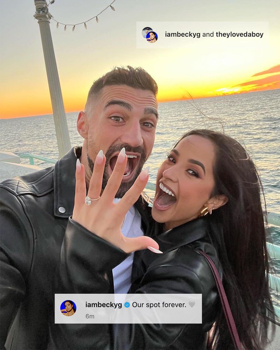 OMG OMG OMG 💍 Congrats to @SLletget and @iambeckyg, we’re so excited for you!