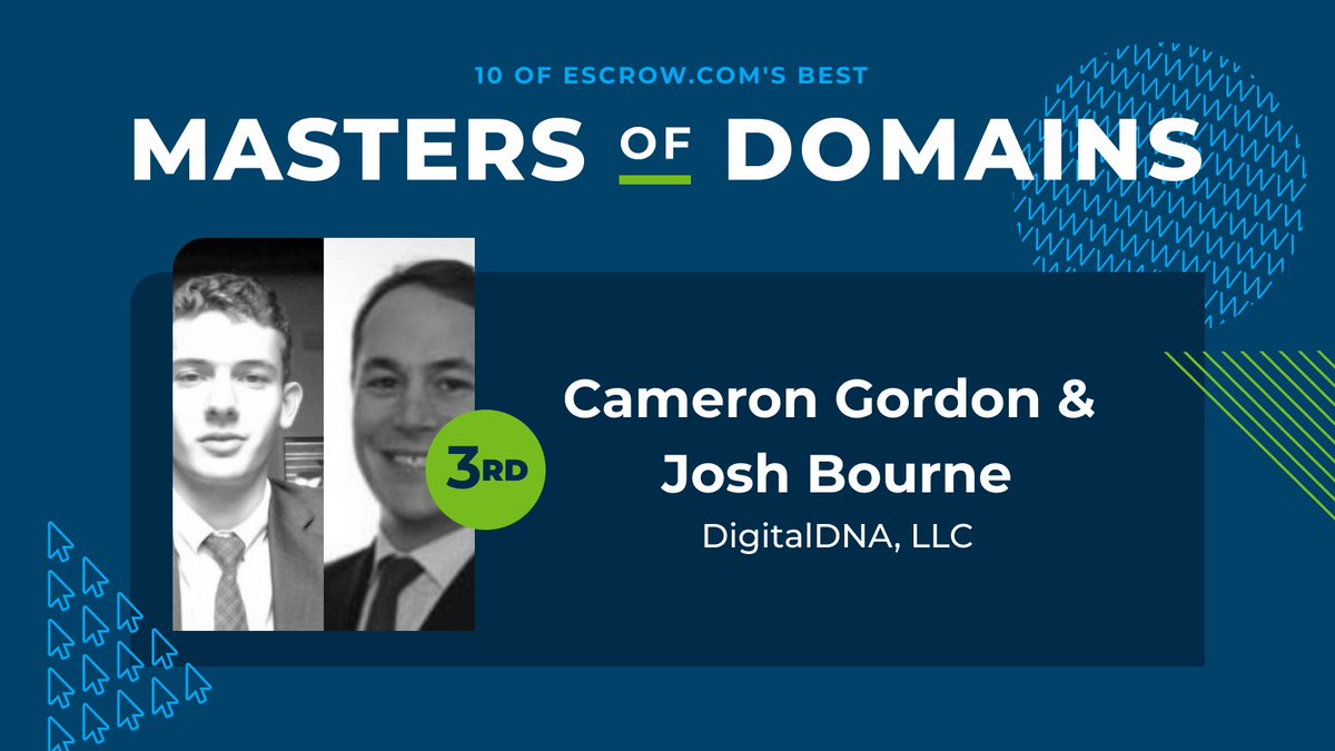 #3 Congratulations to Cameron Gordon and Josh Bourne from DigitalDNA, LLC! 🥉 #masterofdomains2022