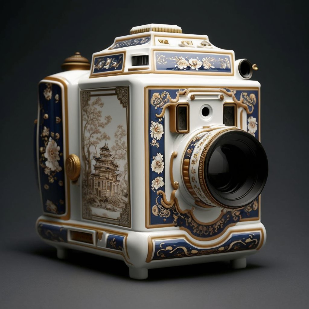 Cámaras fotográficas Mathieu Stern de porcelana china creadas con Inteligencia Artificial