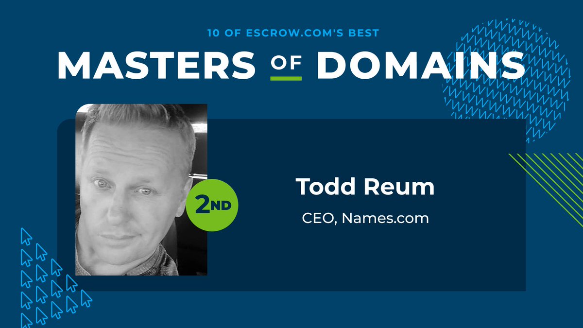 #2 Congratulations to Todd Reum, CEO of @NamesdotCompany! 🥈 #masterofdomains2022