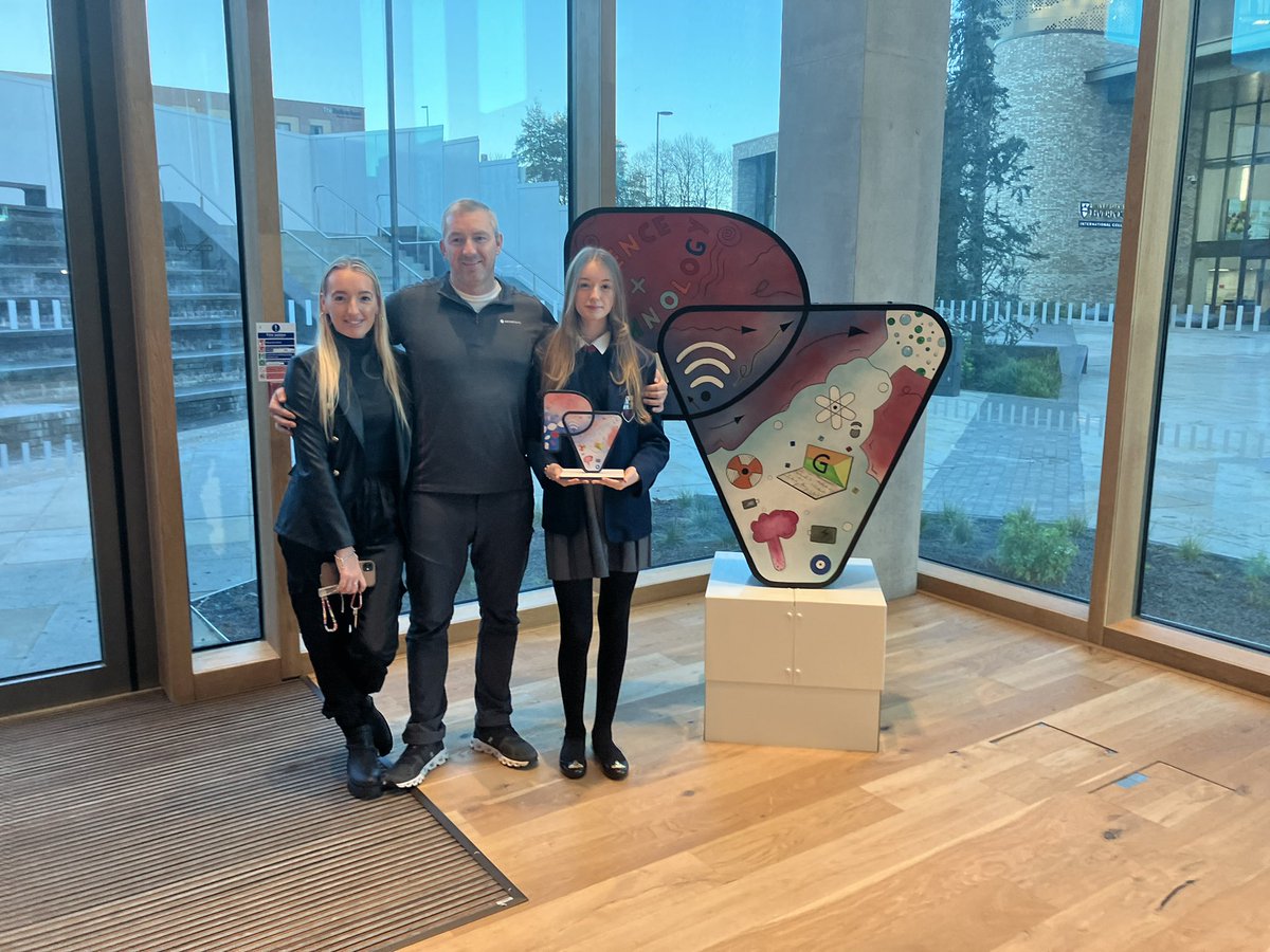 Paton Boswell from Magull High with Mum &amp; Dad at the Knowledge Quarter. Paton was the winner of the schools sculptor competition. I was a guest yesterday afternoon this was a fantastic design a worthy winner.
