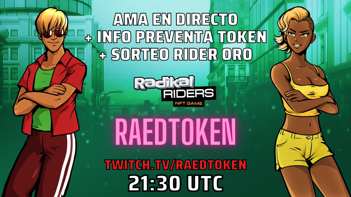 Radikal_Riders's tweet photo. AMA con @raedtoken en directo hoy a las 21:30 UTC https://t.co/l68XRV4Dpd donde podrás resolver todas tus dudas sobre la preventa de NFT's, la whitelist del token y la salida de https://t.co/QNplYyDJtN. Sortearemos un Rider ORO entre todos retweets. https://t.co/BBzSuUsM39