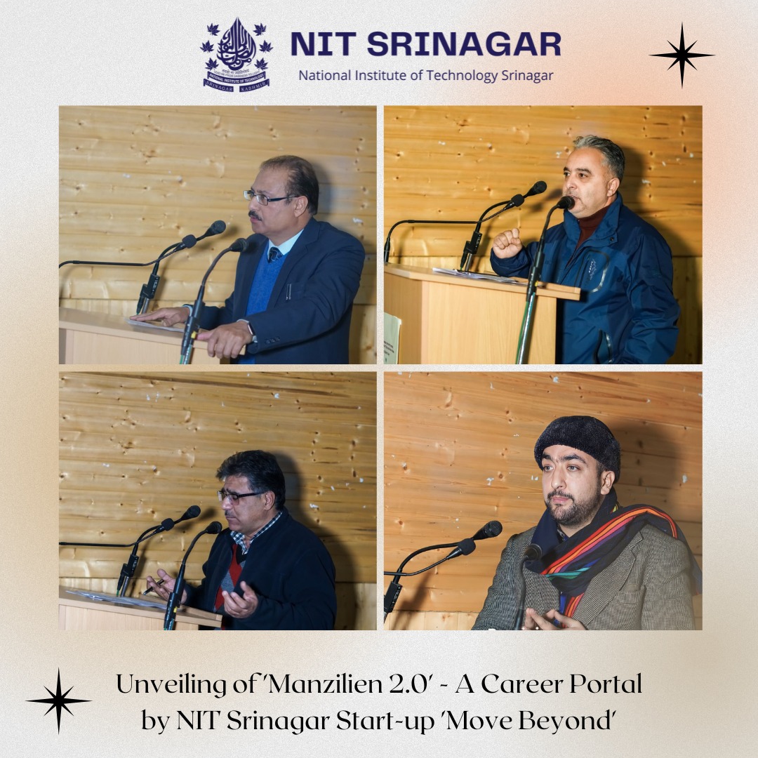 nitsriofficial's tweet photo. NIT Srinagar based Start-up ‘@imovebeyond’ organized an event to unveil ‘Manzilien 2.0 Career Portal’. 

Manzilien 2.0 was unveiled by Principal Secretary SED &amp; HED in presence of Directors of Education J&amp;K, Director NIT Srinagar and Chief of Field Services, @UNICEFIndia. https://t.co/2PvhwjlOGA