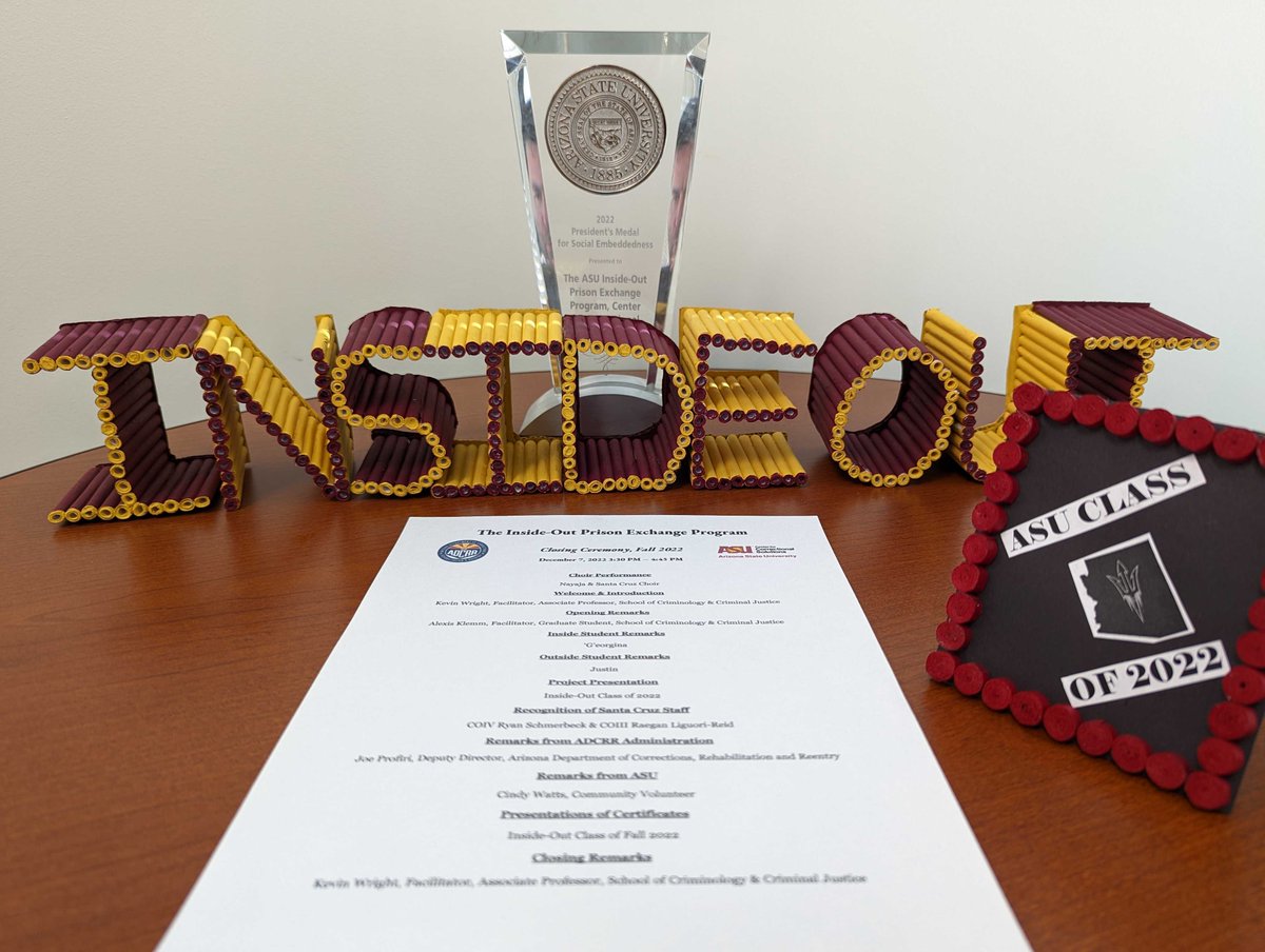 Wow! What a week. Thank you to our community partner <a href="/AZCorrections/">AZ DEPT OF CORRECTIONS, REHABILITATION & REENTRY</a> and to <a href="/asupublicsvc/">Watts College of Pub Svc</a> and <a href="/ASUCrimJustice/">ASU Criminal Justice</a>. Most of all, thank you students, and congratulations <a href="/InsideOutPrExPr/">International Inside-Out Prison Exchange Program</a> graduates!