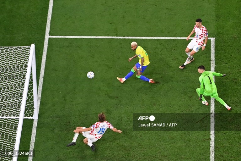 AFPphoto's tweet photo. #Qatar2022 #WorldCup2022
#FIFAWorldCup
Neymar equalled Pele's record of 77 Brazil goals after scoring against Croatia in the World Cup quarter-finals match #Croatial vs #Brazil
📷 Anne-Christine Poujoulat
📷 Giuseppe Cacace
📷 @jewelsamad https://t.co/sROXW4FgKy