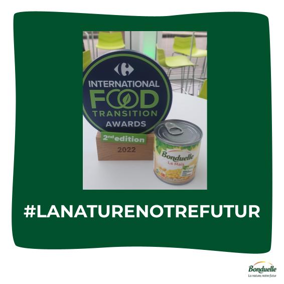 🏆 Dans le cadre de la seconde édition des International Carrefour Food Transition Awards, nous sommes fiers et honorés de recevoir le prix international dans la catégorie épicerie avec notre maïs sans résidu de pesticide @Bonduelle ! #foodtransition #lanaturenotrefutur