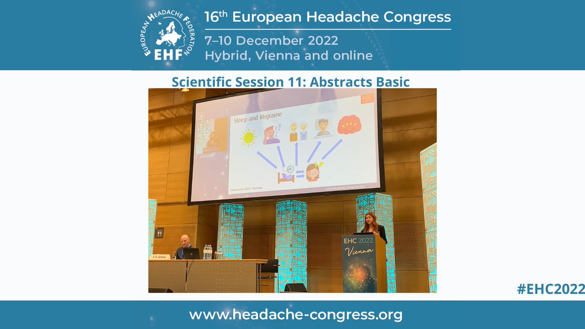 EHF_Official's tweet photo. The final session of the day #ScientificSession 13 Abstracts Basic, Emily Stanyer presents Orexin-A recovers sleep-deprivation induced periorbital allodynia in a preclinical migraine model #EHC2022 https://t.co/Mj29de5lFc