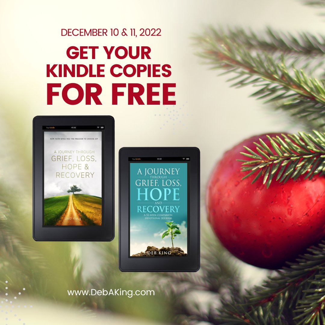 To bless you this holiday season, I am offering free Kindle copies of A Journey Through Grief, Loss, Hope &amp; Recovery and its companion devotional journal on Saturday and Sunday only. amzn.to/3BllUWQ #griefbook #freekindlebook #ehtftc