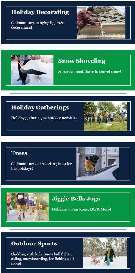 CoventBridgeIS's tweet photo. What claimant activities are taking place this holiday season? https://t.co/jXrcMapXgB