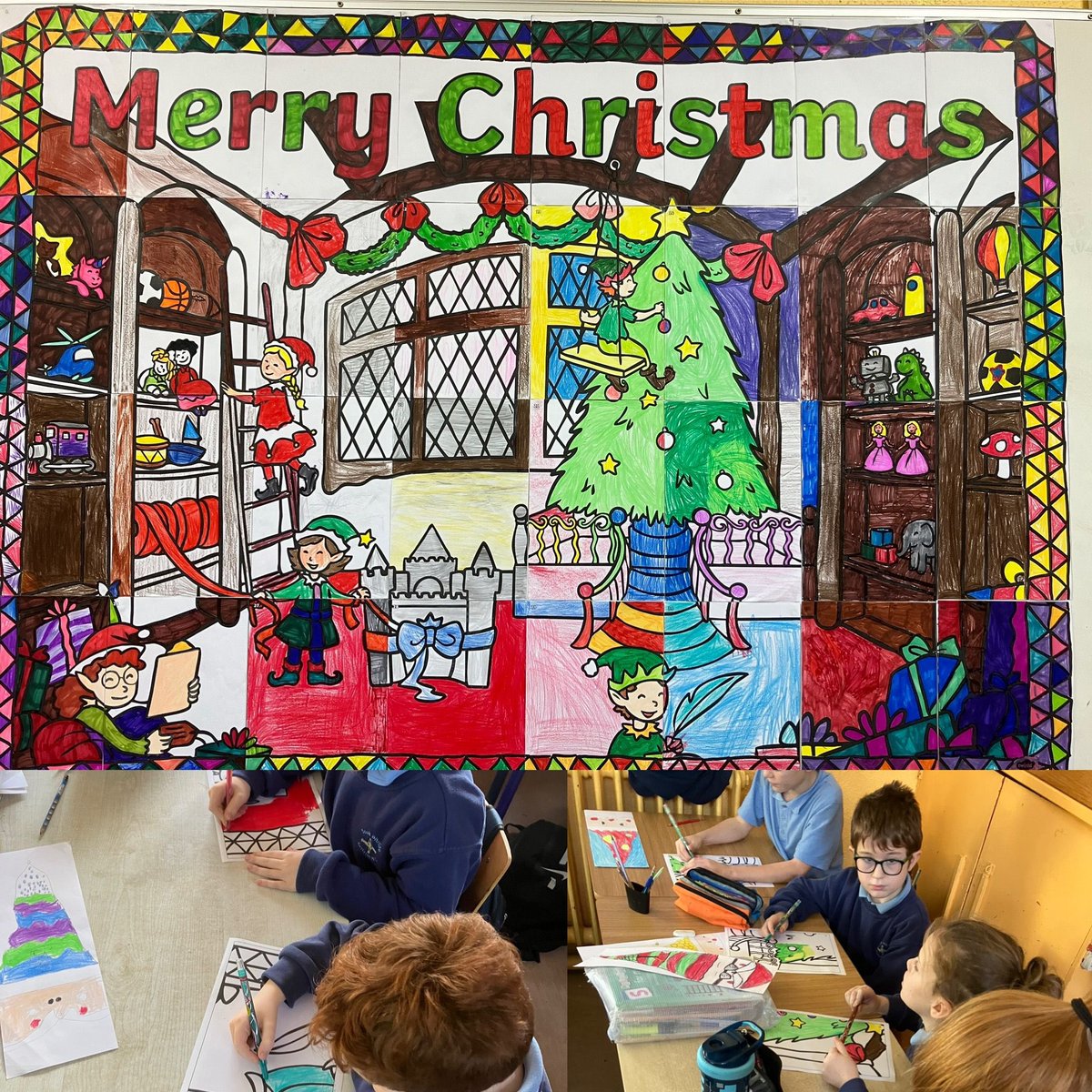 scoilbhrideNS's tweet photo. It’s definitely looking a lot like Christmas… thank you children for brightening up our school with your artwork and smiles. 🤗❄️🎄🌈 #helpingourmindstosmile #celebratingourwork #proud #learningisfun @artsinmonaghan @creativeirl https://t.co/bhqH9l9eIV