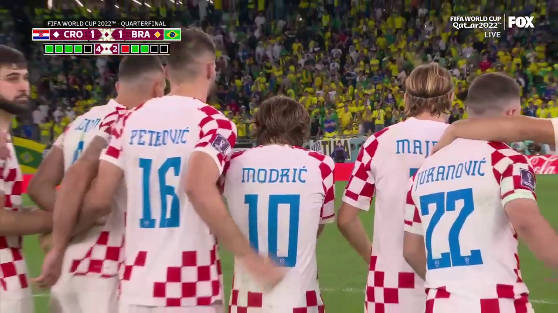 Four penalties good for Croatia!

Croatia: ✅✅✅✅
Brazil: ❌✅✅”
