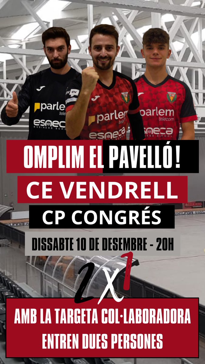 OMPLIM EL PAVELLÓ‼️

Amb una targeta col•laboradora podran entrar DUES persones!

Us esperem demà a les 20h al pavelló!
US NECESSITEM A TOTS!

#caminemjunts #forçavendrell