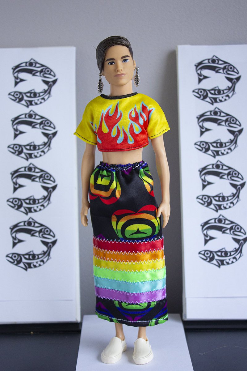artbreannadeis's tweet photo. #Indigenized Barbie at mini Vancouver Indigenous Fashion Week #vifw Yasakw designs x Art by Breanna Deis ❤️ https://t.co/yU7oshzJHC