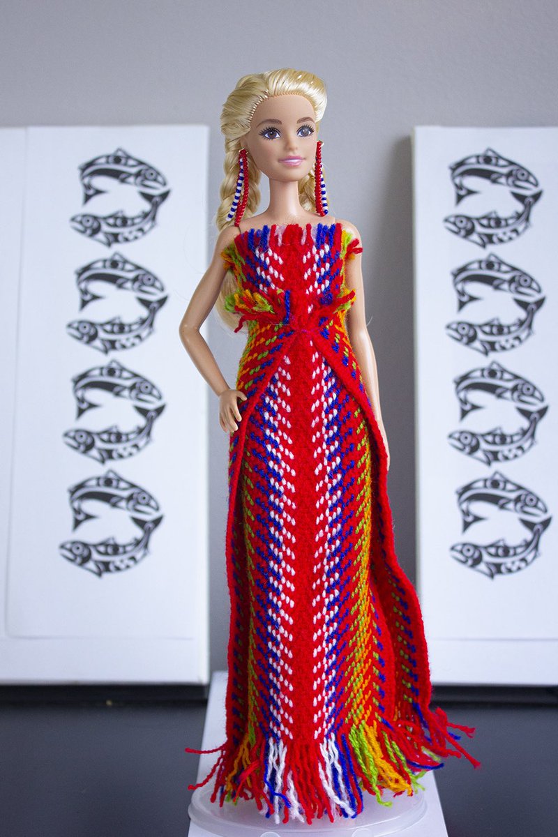 artbreannadeis's tweet photo. #Indigenized Barbie at mini Vancouver Indigenous Fashion Week #vifw Yasakw designs x Art by Breanna Deis ❤️ https://t.co/yU7oshzJHC