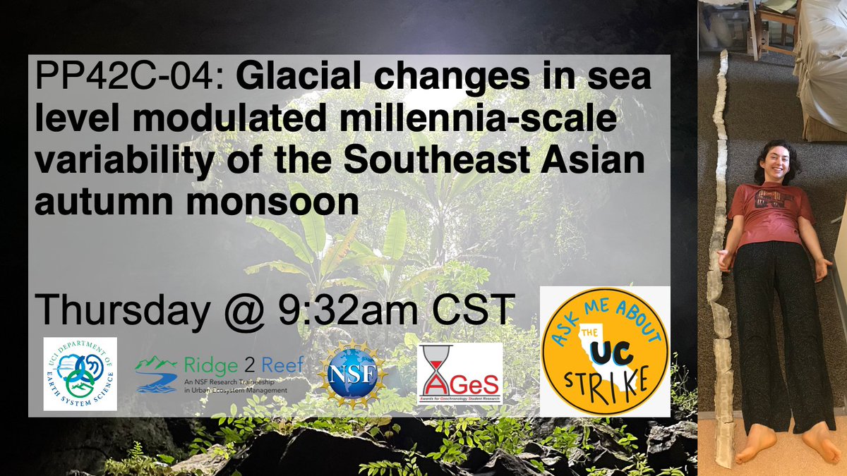 Attending #AGU2022? Are stalagmites, monsoons, and/or SE Asia paleo your thing? Come see my talk next Thursday at 9:32 am CST. 

Not your thing? That's OK. Come see why I'm in my PJs in this photo.

@cavesandclimate @mickgriff02 @AnnabelWlf @DxjDu @CWKinsley @Kweku_YA @dmcgee314
