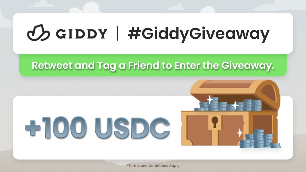 Giddy (@giddydefi) on Twitter photo It's time for another $USDC giveaway from Giddy!
1. Follow <a href="/giddydefi/">Giddy</a> 
2. Retweet
3. Tag a Friend
Giveaway closes 12/12 (Winner will be contacted via DMs.) It's time for another $USDC giveaway from Giddy!
1. Follow <a href="/giddydefi/">Giddy</a> 
2. Retweet
3. Tag a Friend
Giveaway closes 12/12 (Winner will be contacted via DMs.)