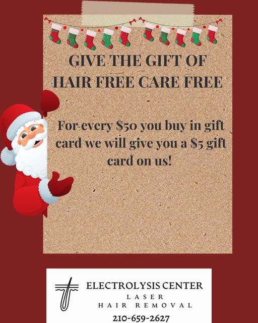 This is an offer even Santa won't want to miss out on! Electrolysis is the only #fdaapproved method to permanently removal any hair anywhere (even the whites like Santa!)  Everyone will love the gift of #hairfreecarefree! 
#SupportSmallBusiness #theelectrolysiscenter