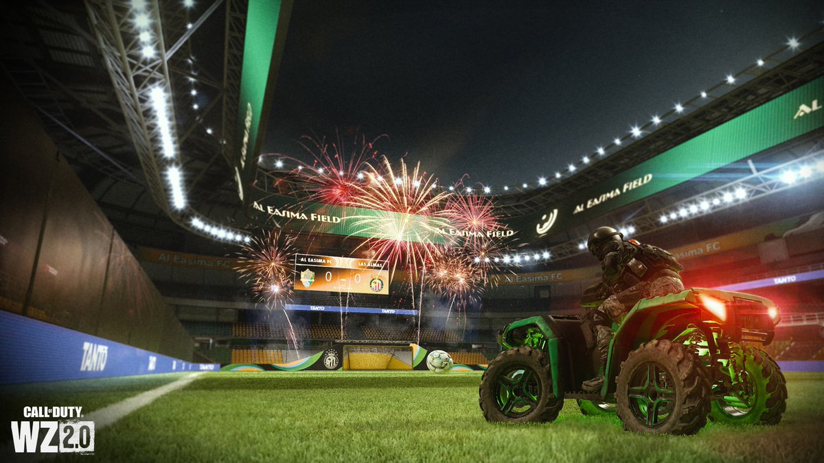 charlieINTEL's tweet photo. Call of Duty is going full on Rocket League: New Warzone Cup mode is coming Dec 14. 

Play with ATVs on a field. 

The first team to score five goals, or the team with the most goals at the end of the five-minute time limit, wins the match.

Two teams of 3. https://t.co/piV1kkNRWD