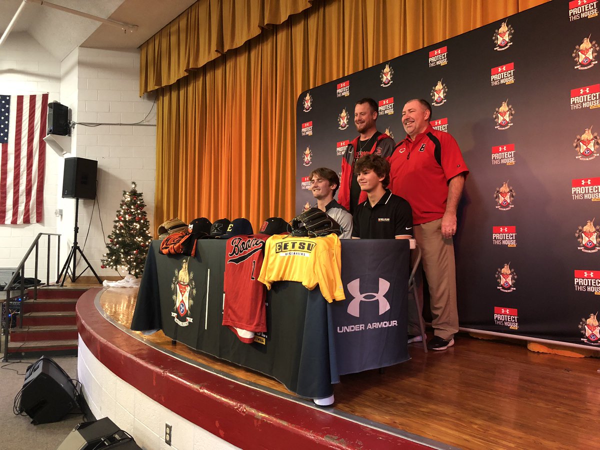 NSDugan's tweet photo. Big day for the Jones’ at Daniel Boone ✍️⚾️
A pair of @BlazerBoone products signed on the dotted line today.
Brogan Jones is headed for @ETSU_Baseball, while Griffen Jones will continue his athletic & academic career @BuffsBB.
Story tonight on @WJHL11 📺 https://t.co/6Fr5olpKuS