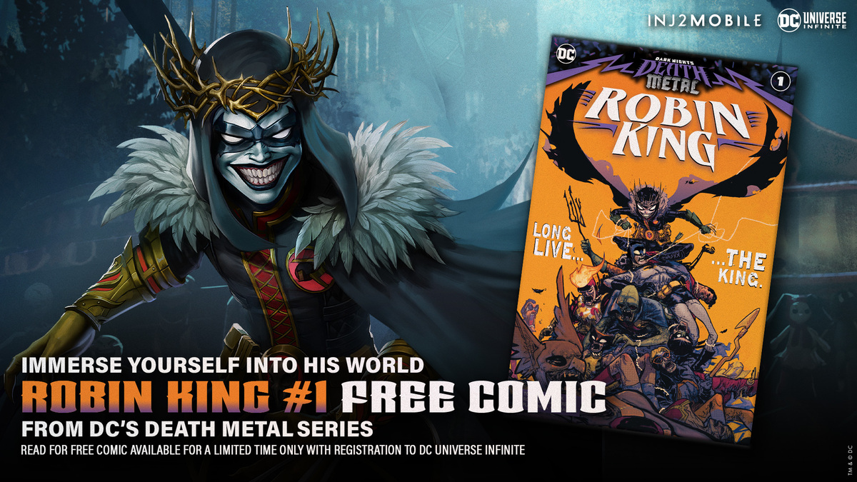 Injustice2Go's tweet photo. Jump into the world of #RobinKing before he officially joins the fight in @Injustice2Go! Read Robin King #1, from the Dark Nights, Metal Series for Free with registrations to DC UNIVERSE INFINITE for a limited time only! https://t.co/cpLH7DPJF8 https://t.co/weoyewktWh
