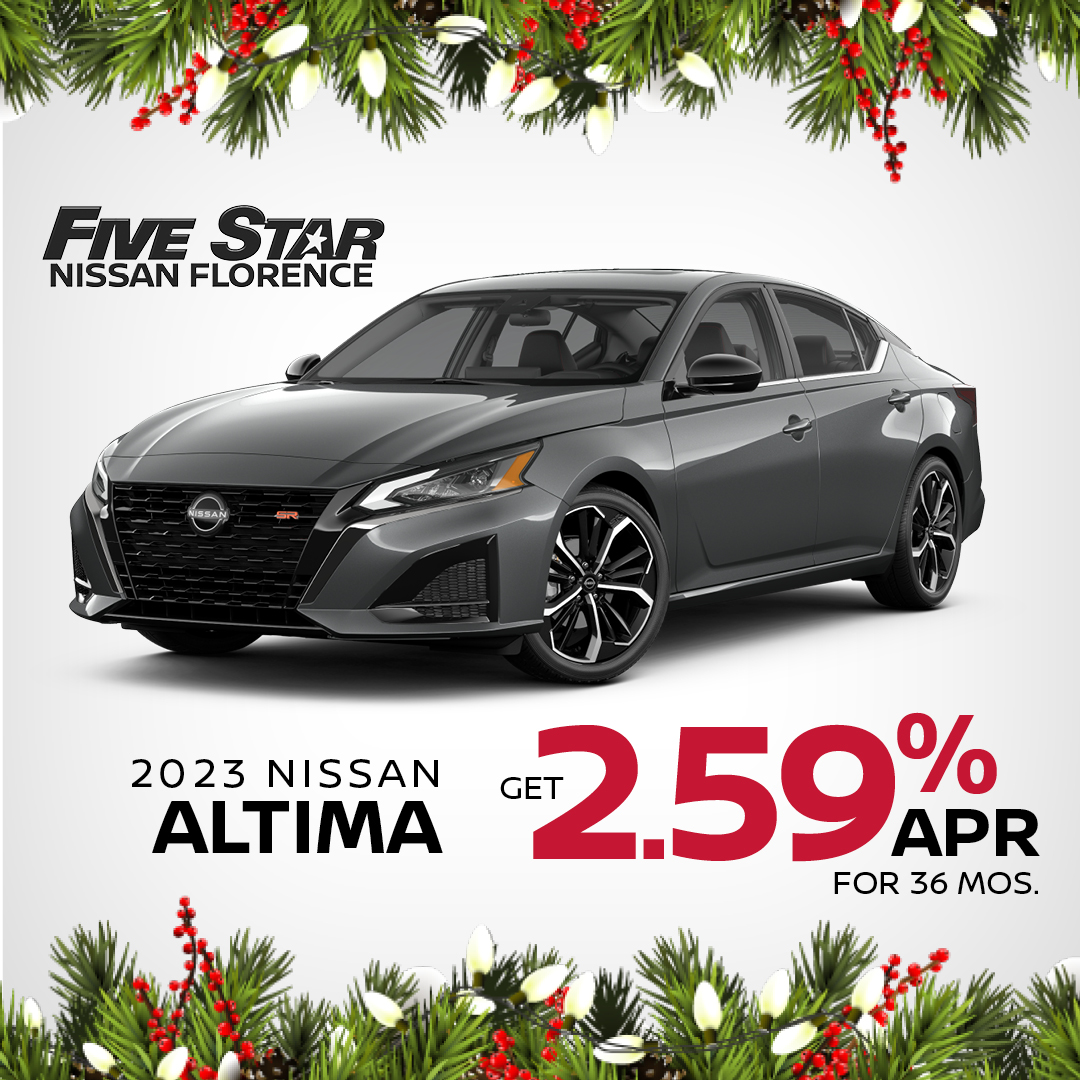 5StarNissanSC's tweet photo. Your 2023 Nissan Altima is in our specials this month! Get 2.59% APR for 36 mos.

VIN: 1N4BL4BV7PN320418. MSRP $26,955. Down payment $0, monthly payment $780, for 36 mos. @ 2.59% APR. https://t.co/s8Umnlctbo #FiveStar #FiveStarNissan #Nissan #Florence #SouthCarolina #NissanUSA https://t.co/LBBxnPTSYv