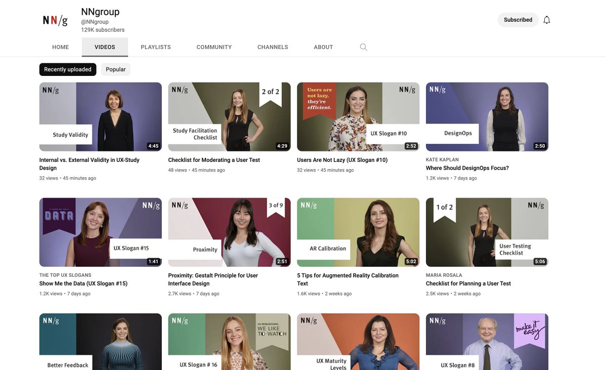 I guess NN/g leaned into the criticism.

"Nielsen Norman Group (NN/g) YouTube content predominantly features young, white or white-presenting, normatively attractive women."
journals.publishing.umich.edu/weaveux/articl…