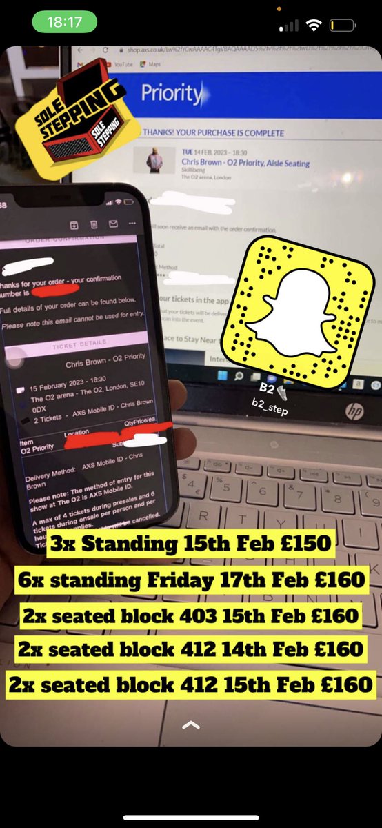 Eventzz3's tweet image. Selling a variety of Chris brown tickets london dates very limited availability.
Proof can be shown on request, message on Snapchat or Instagram.com/solestepping__ #chrisbrowntickets #ChrisBrown #chrisbrownlondon