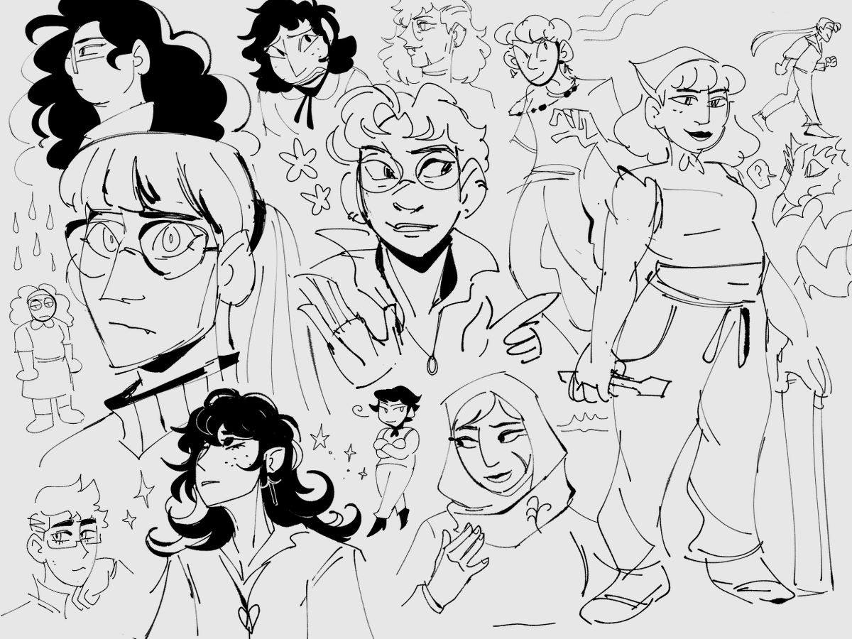 assorted ocs. trying to just lay down lines without sketching 