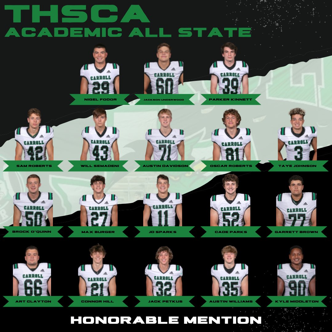 CarrollDragonFB's tweet image. The epitome of the term STUDENT-Athlete! These Men represent the Carroll Dragons in the classroom as well as the grass! We are proud of y’all! #ProtectTheTradition #NoFear @CABCSLC @SLCAthletics