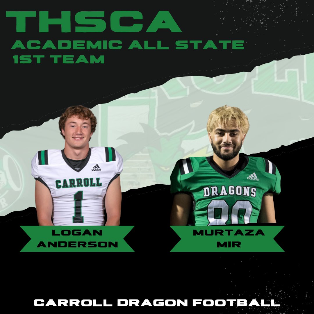CarrollDragonFB's tweet image. The epitome of the term STUDENT-Athlete! These Men represent the Carroll Dragons in the classroom as well as the grass! We are proud of y’all! #ProtectTheTradition #NoFear @CABCSLC @SLCAthletics