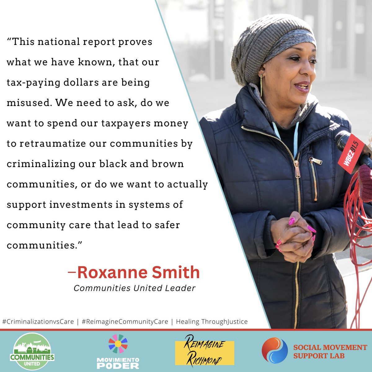 CommsUnited's tweet photo. The report that we released w/@movimientopoder, @ReimagineRich &amp; @SocialMovementSupportLab shows that our tax-paying $$ are being misused. Chicago ranks #2 in funding disparities b/w policing &amp; systems social services, spending $1.9 bil on the Mass Criminalization System in 2022! https://t.co/L00lkYhHIr