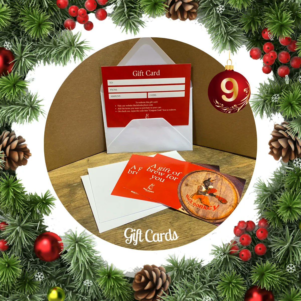 BlackDonkeyBeer's tweet photo. Happy #ChristmasCardDay🧧
Why not say Happy Christmas with our #GiftCards? We have two options: a Digital Gift card & a Printed Gift card!
👉 https://t.co/uvpTRDtOWM
#GiftVoucher #ChristmasGifts #ClickLocal #ShopLocal #BlackDonkeyBrewery https://t.co/qwa8q8e8op