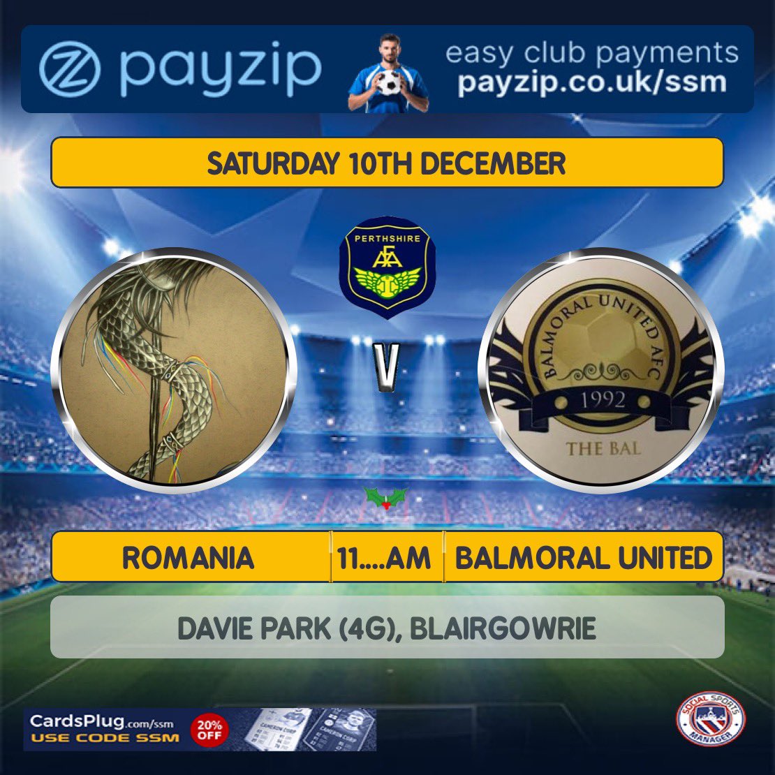 Next Fixture:

📅 - 10 Dec

🏆 - Ashleigh Cup 2nd Round 

🆚 - FC Romania

📍 - Davie Park (4G), Blairgowrie

⏰ - 11:00am

*This is subject to a pitch inspection at 9am tomorrow morning.

You can also follow us on Instagram 👉🏻 @balmoralunitedafc

Facebook 👉🏻 Balmoral Bill

MTB