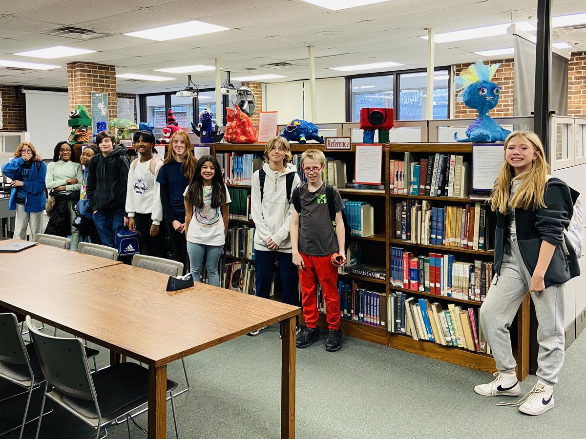 mylibrarylife's tweet photo. Mrs. Loder’s 7th gr art class created monsters! We can SCARE-cely believe how amazing they are! They’ll be on display in the media center. @swartz_creek @SCMSDragons https://t.co/6dHIYELVO9