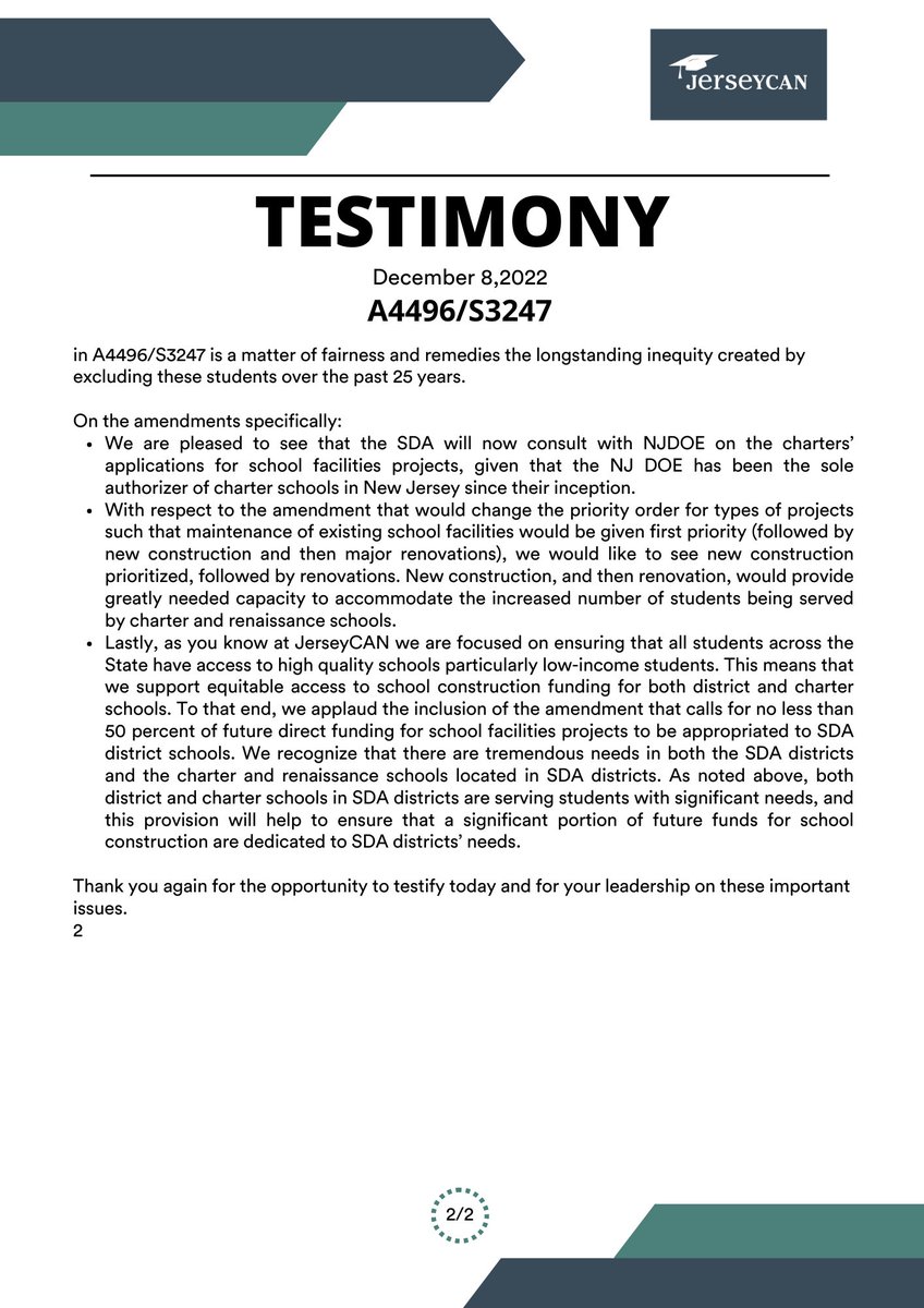 Yesterday, our Executive Director, <a href="/PaulaLWhite/">Paula L White</a>, testified regarding A4496/S3247. Read the full testimony here: bit.ly/3VKn1b3
