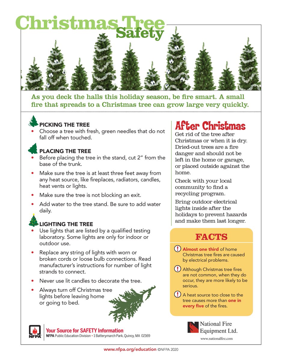 Be fire smart this holiday season. A small fire that spreads to a Christmas tree can grow large very quickly. Thanks to NFPA for these safety tips. #holidaysafety #christmastreesafety #waterthattree #fire #nationalfire #nfpa