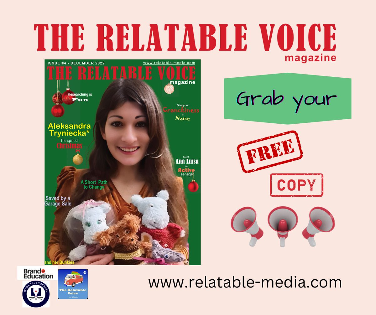 LMatuonto's tweet photo. The Relatable Voice magazine is out now. Grab your #free copy now! Our cover star is the award-winning author @ATryniecka. #Magazine
#WritingCommunity #writerslift #media #therelatablevoice #inspiration #creativity #shortstories #author #promotion
https://t.co/UeEztCJH6t https://t.co/rQHS0zqMIZ