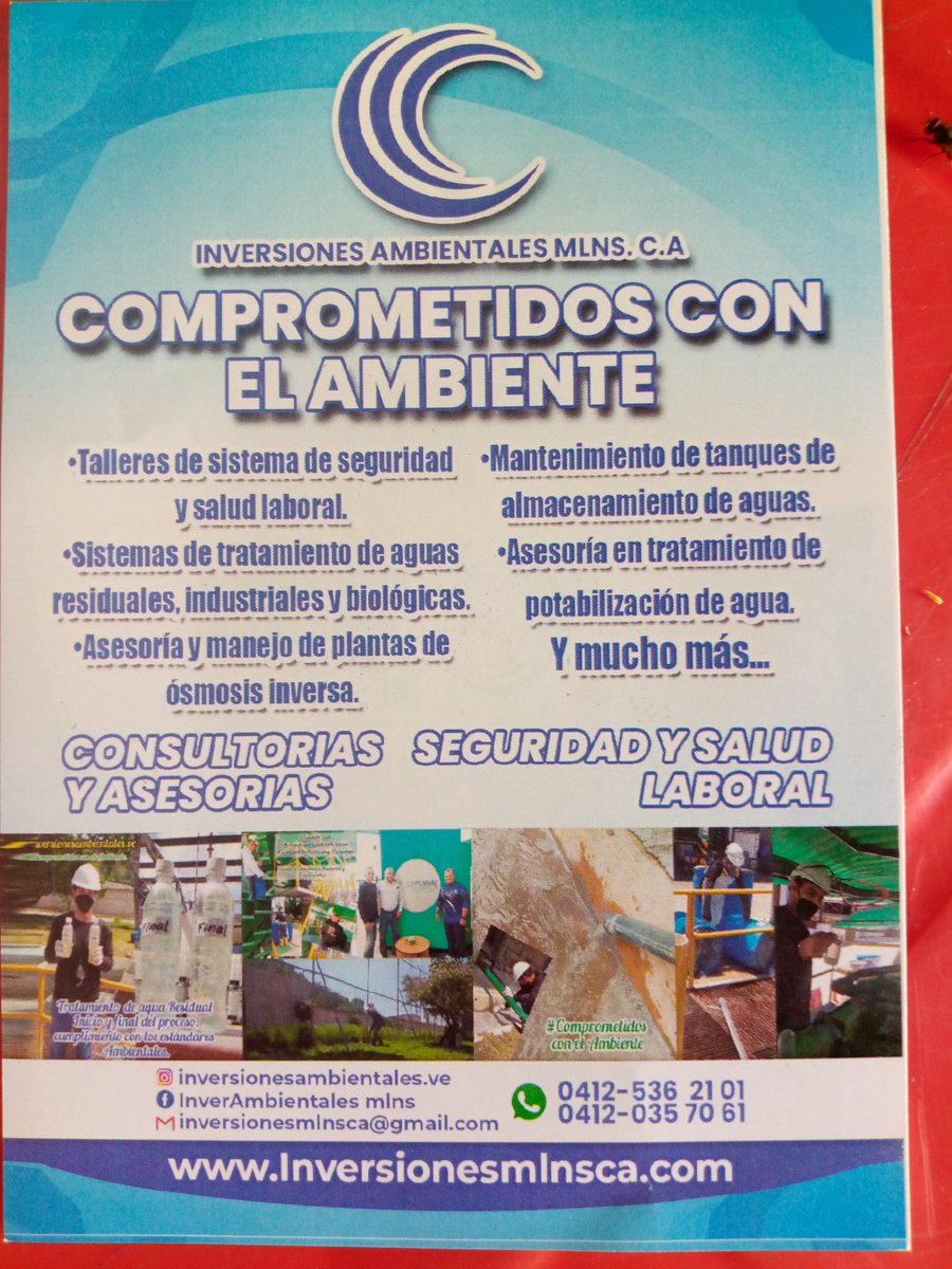 Somos una empresa de Gention #Ambiental. Integradas por profesionales en el área Ingenieros, Químicos, licenciados y operadores.tenemos  Gran esquemas de servicios síguenos por @Inversionesambientales.ve..
<a href="/comercioliberta/">RICARDO FIGUEIRA</a> <a href="/EduarYepez/">Eduar Yépez</a> <a href="/Capemiacmedios/">Capemiac</a> <a href="/Cimapz_/">Cámara de Industriales</a> <a href="/CamInmobiliaria/">Cámara Inmobiliaria de Venezuela</a>