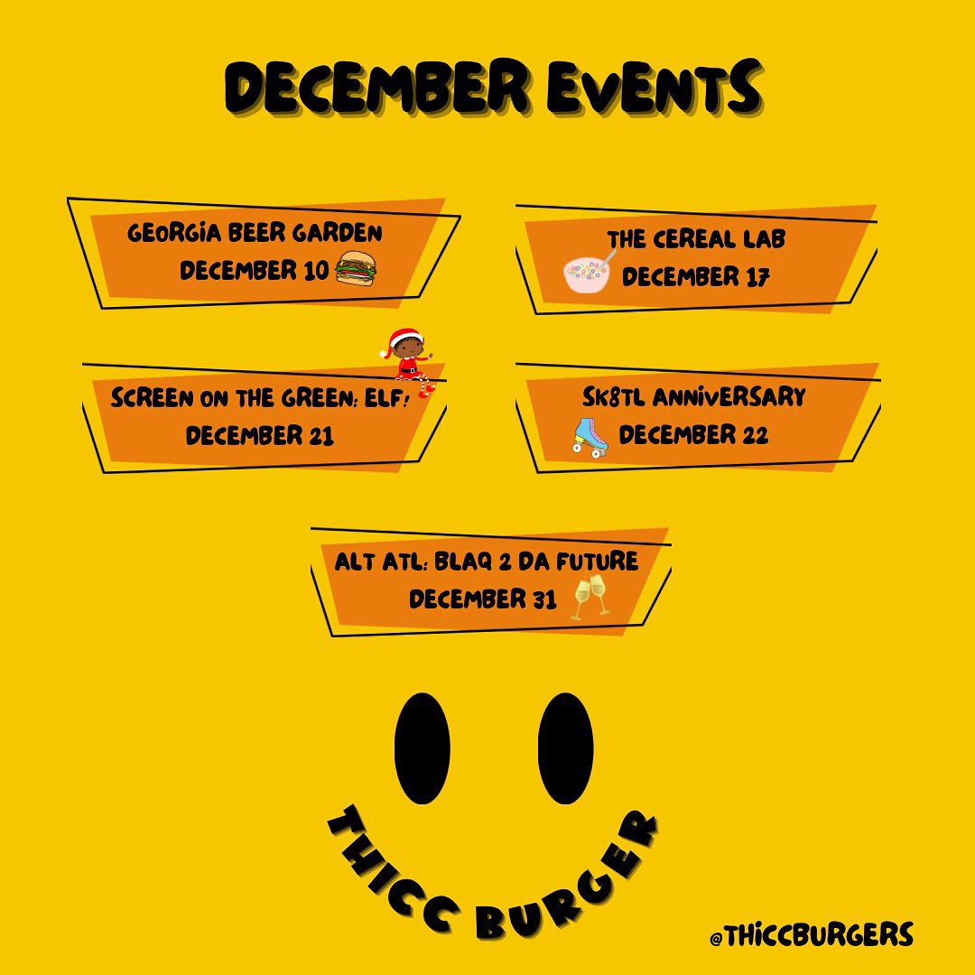 thiccburgers's tweet photo. Here’s where you can #getTHICC in December 🍔🍔. Follow on IG for updates (thiccburgers) https://t.co/xUgUlorxQH