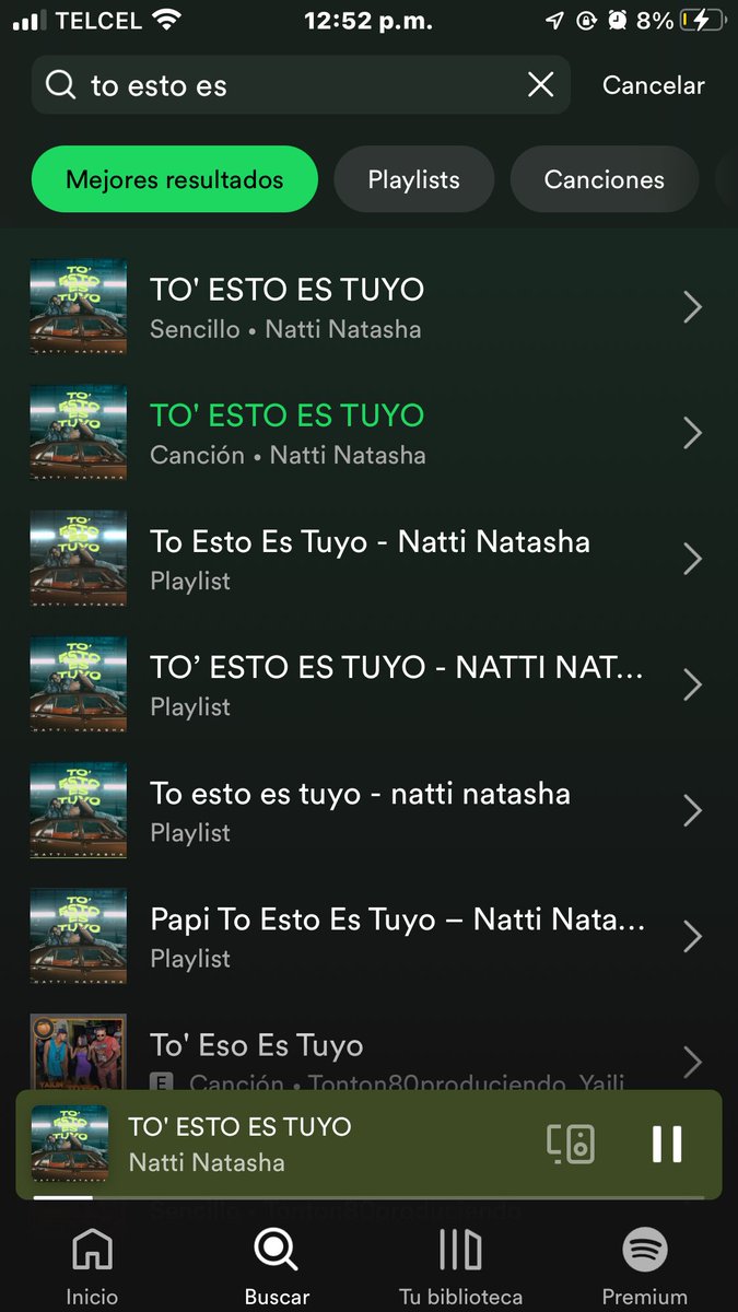 🚨 | Tutorial para reproducir “TO ESTO ES TUYO” en Spotify. 

1.- Ve al buscador y busca “TO ESTO ES TUYO”

2.- selecciona el segundo resultado (canción)

🎧 || En automático te mandará a la playlist “NOVEDADES VIERNES”

🔊 | NO IMPORTA SI NO TIENES PREMIUM!