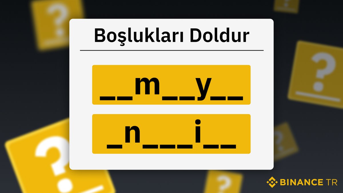 #Binance TR'de #BoşluğuDoldurKazan🕺
 
Kampanyaya katılın ve 100 $BUSD ödül havuzunu paylaşma şansı yakalayın.
 
🔸 Bizi takip edin
🔸 Bu Tweet'i RT'leyin
🔸 İpucu için Telegram'ımıza katılın ve kelimeyi bulun!
t.me/TRBinanceTR
🔸 Formu doldurun👇
bit.ly/ipucutelegramda