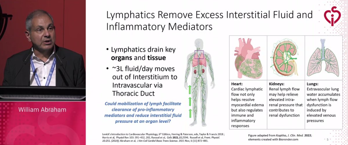 Lively discussion today at #CSIDHF2022.   Thanks to Bill Abraham <a href="/TheHeartBeat3/">William Abraham</a> for sharing the significance of the #lymphatics in ADHF and their potential as a treatment target by locally reducing thoracic duct outflow pressure.