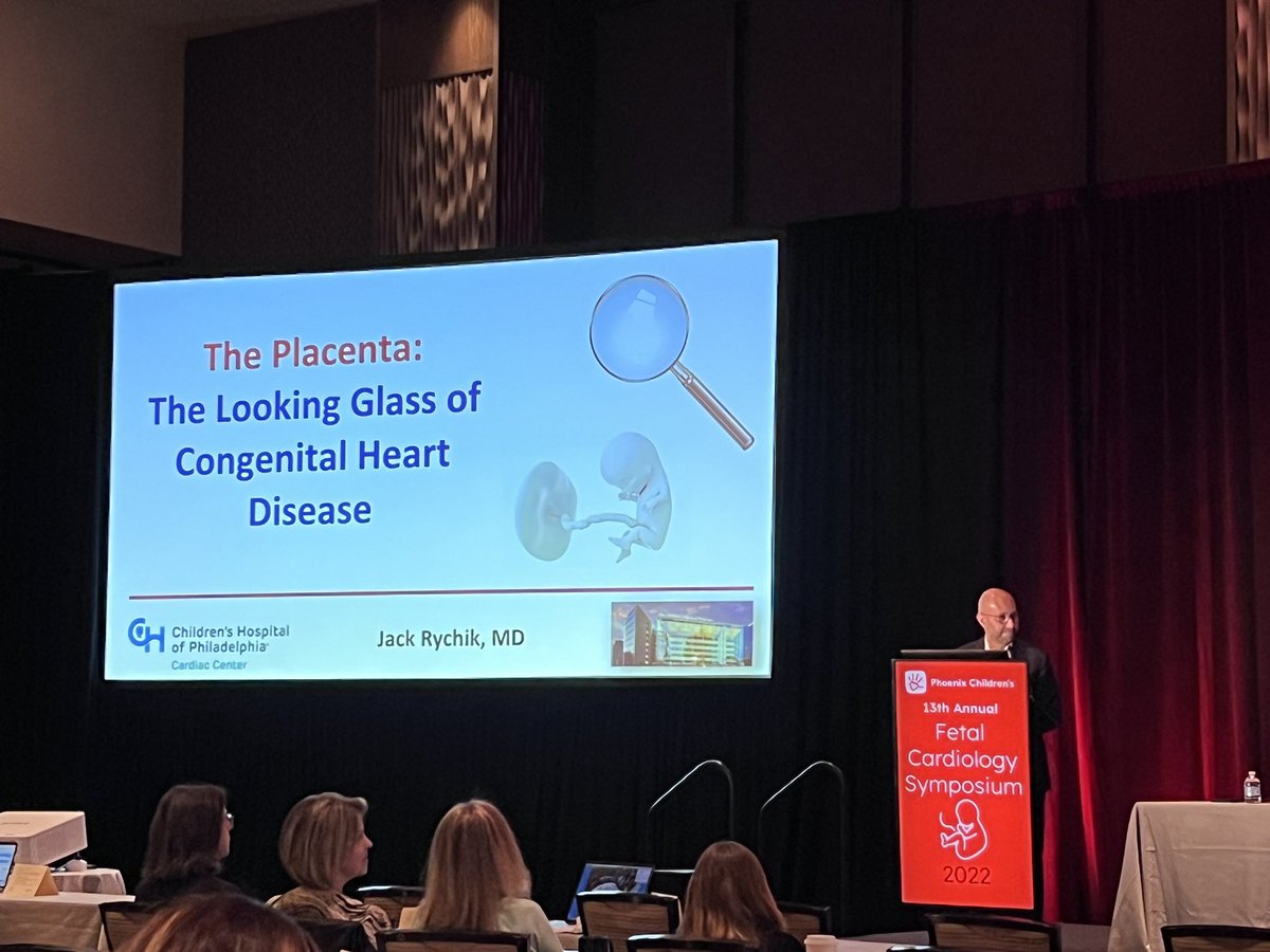 Excellent talk by Dr. Jack Rychik from @HeartCare4Kids re importance of placental health affecting fetal ❤️ CHD - @LisaHornberger and I had to take this picture for “cardio-Placentology” concept! @FetalHeartSoc @conqueringchd @MLH_CHD @MySMFM @drwaynefranklin