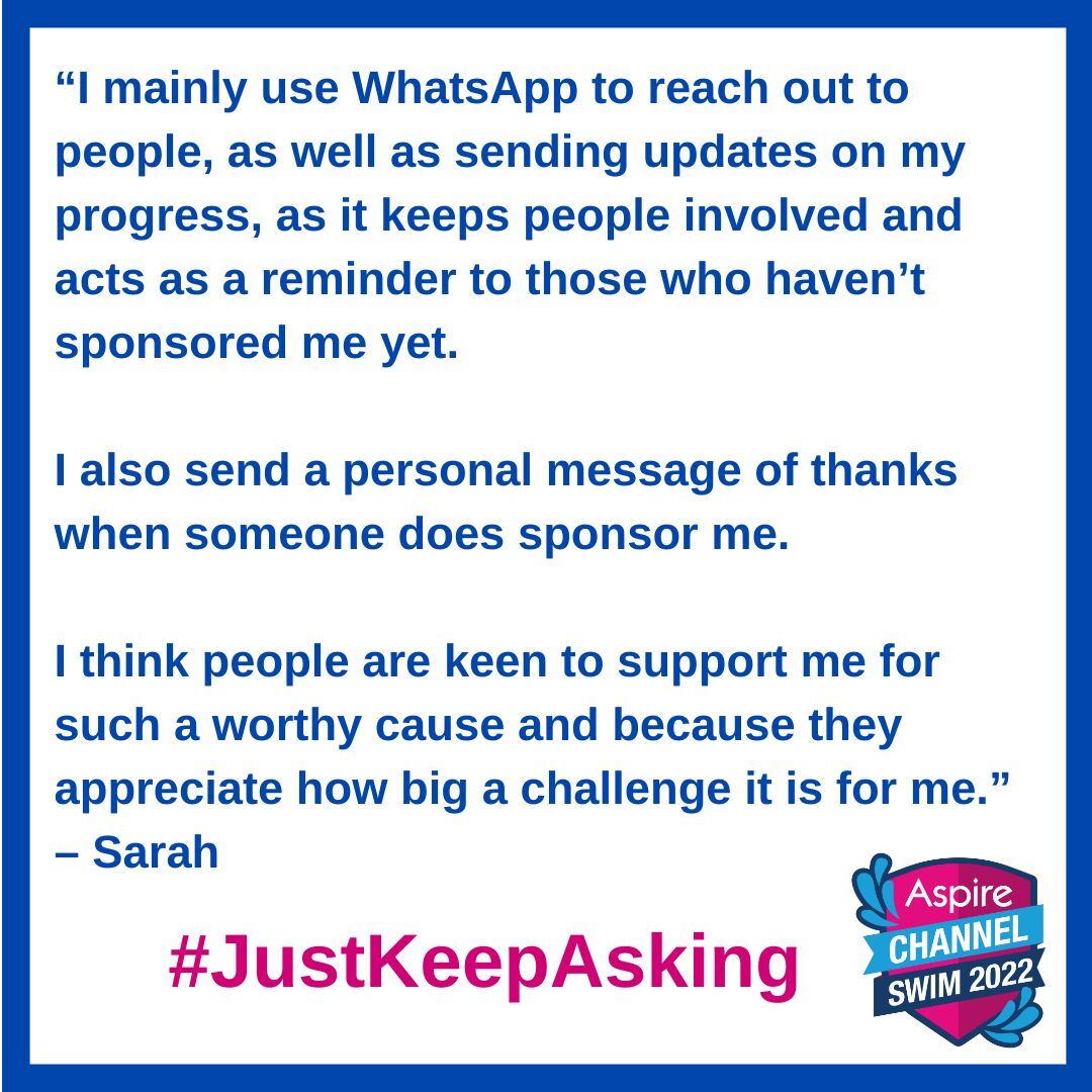 AspChannelSwim's tweet image. Remember to #JustKeepAsking whether that's email, WhatsApp, social media.. there are many ways! 

Read Sarah’s story: aspirechannelswim.co.uk/blog/sarah-chr…