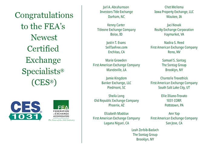FEA FRIDAY: The Certification Council would like to commend all candidates for their commitment to the Certified Exchange Specialist® Program &amp; the growth &amp; professionalism of the QI industry. Congratulations to the professionals who have been awarded the CES® Designation!