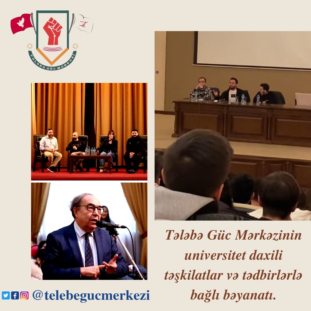 telebegucmerkez's tweet photo. Tələbə Güc Mərkəzinin universitet daxili təşkilatlar və tədbirlərlə bağlı bəyanatı.
#tələbəgücmərkəzi
#studentpowercenter
#tələbetməyəgəlirik
https://t.co/ZU4wsdsavj
https://t.co/WC2ceSq9CZ https://t.co/DTqJZwhnAm